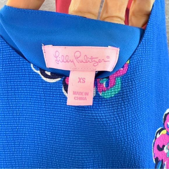 Lilly Pulitzer -women’s blue pink Maris tank top back bow blouse floral print XS - Picture 4 of 5